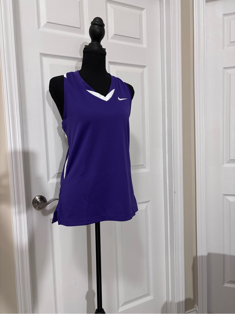 Nike Purple Sleeveless V-Neck Racerback  Lacrosse Tank with White Accents
